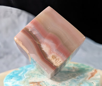 Pink Banded Onyx Floating Cube