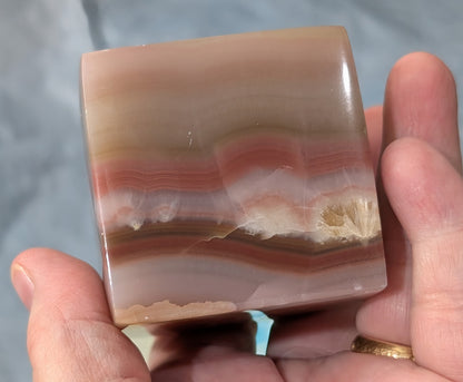 Pink Banded Onyx Floating Cube