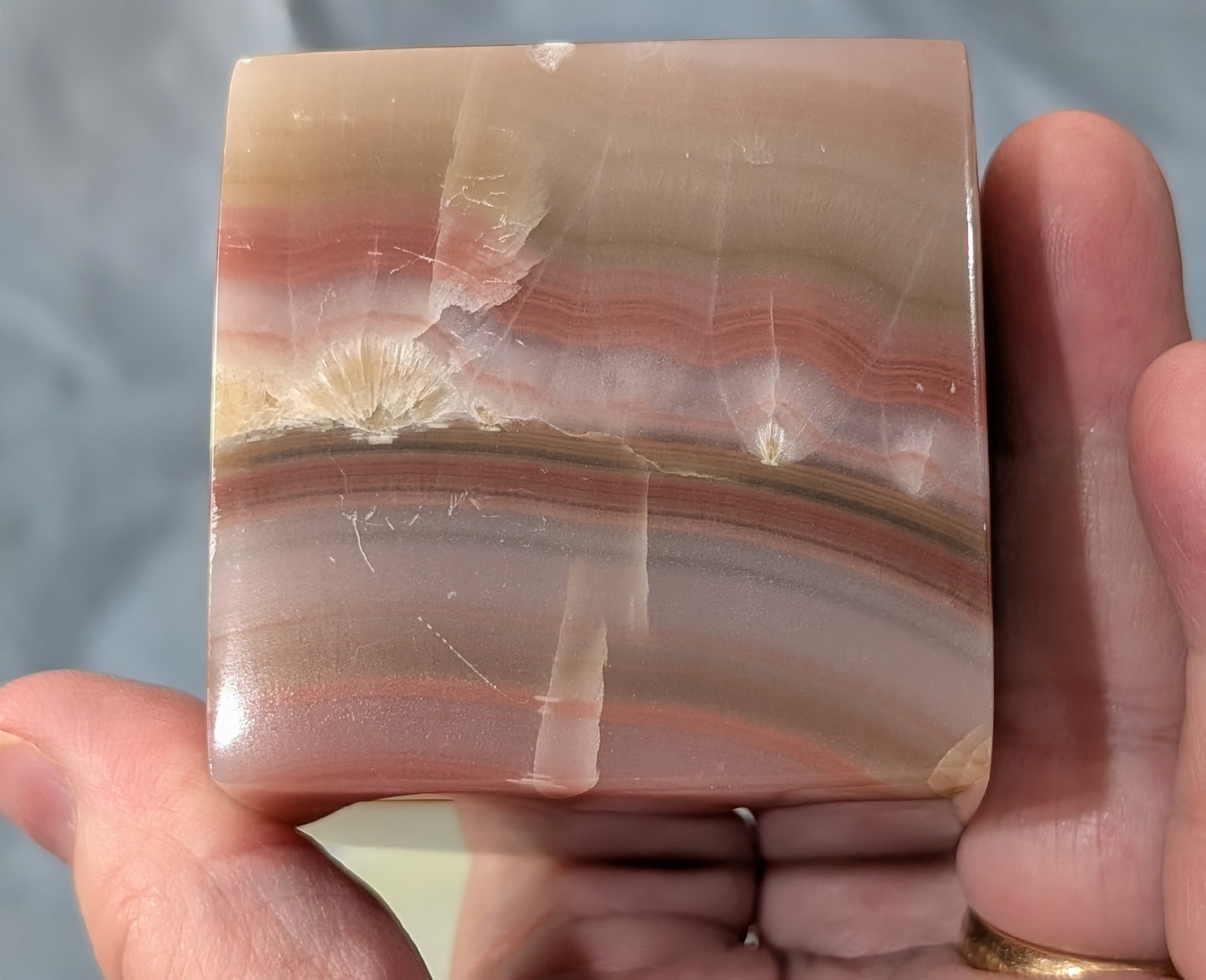 Pink Banded Onyx Floating Cube