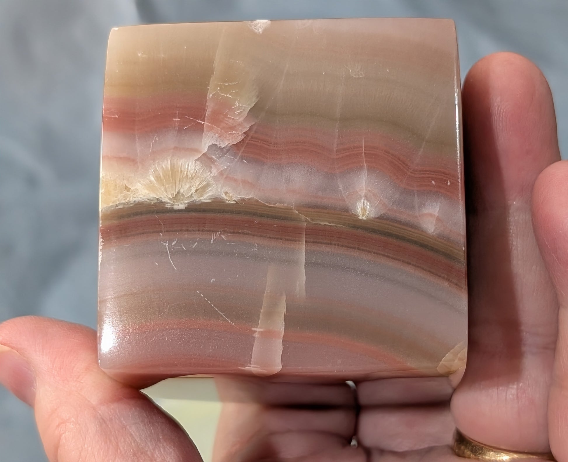 Pink Banded Onyx Floating Cube
