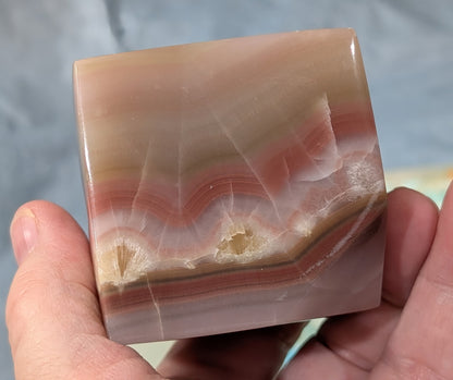 Pink Banded Onyx Floating Cube