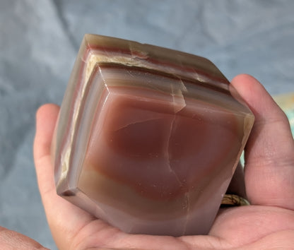 Pink Banded Onyx Floating Cube