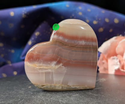 Pink Banded Onyx Freestanding Heart