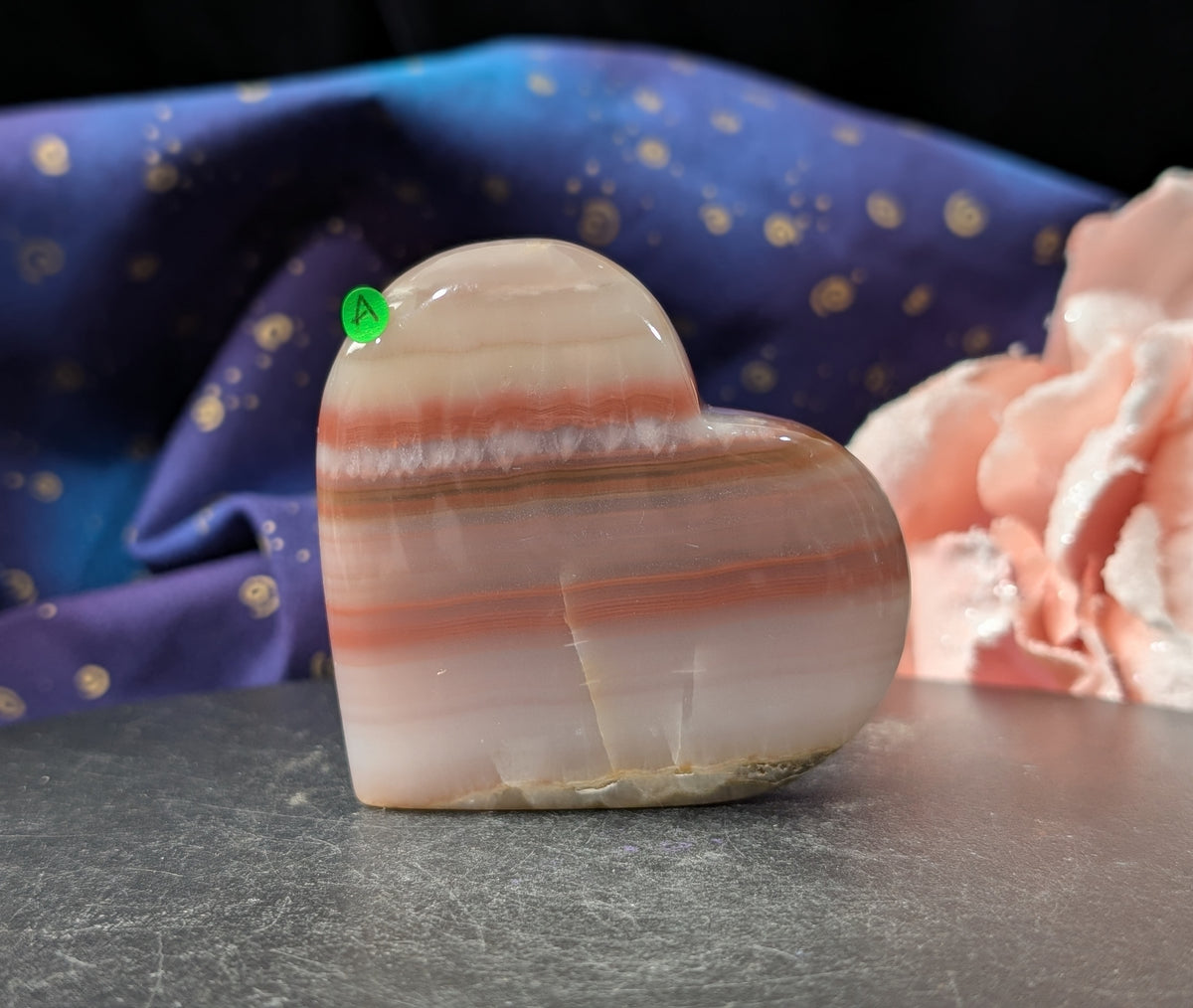 Pink Banded Onyx Freestanding Heart