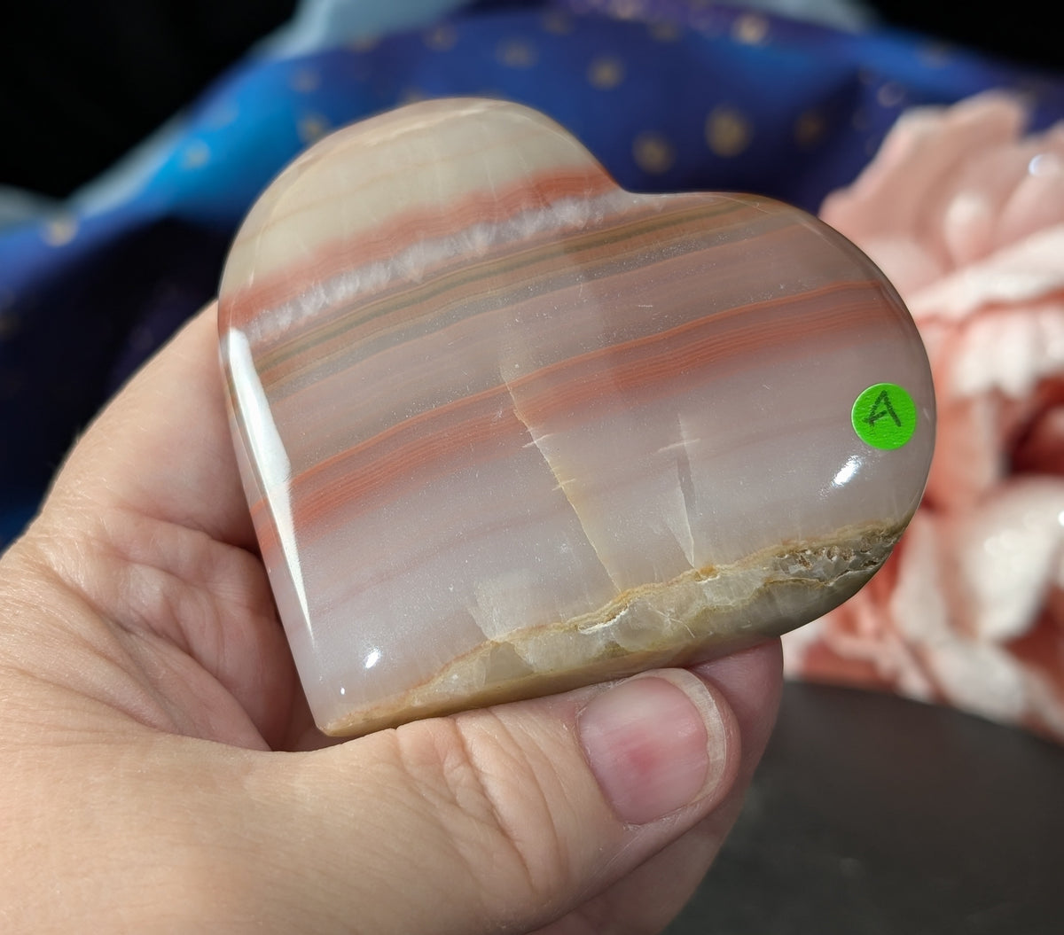 Pink Banded Onyx Freestanding Heart