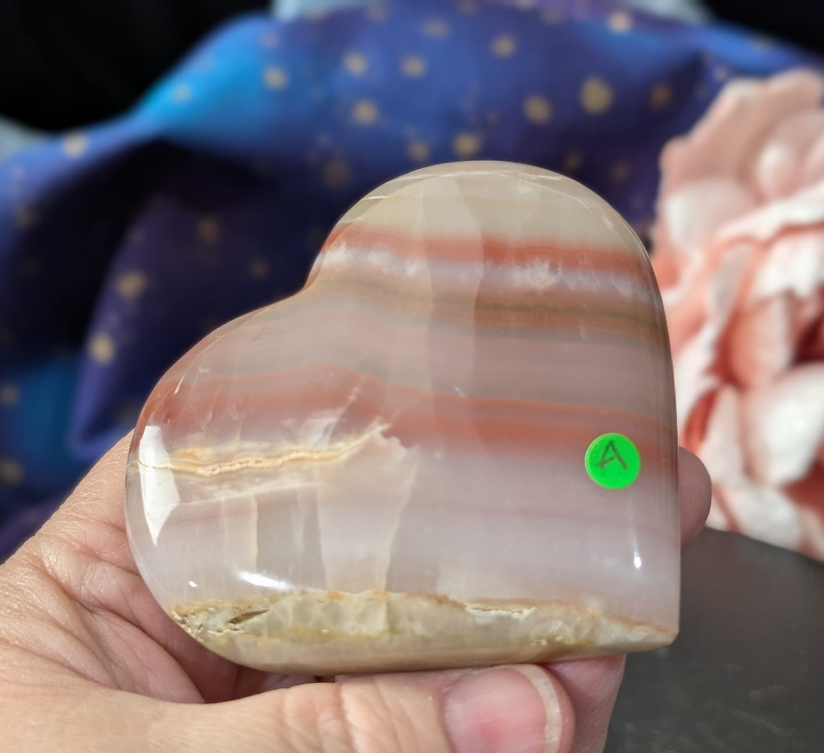 Pink Banded Onyx Freestanding Heart
