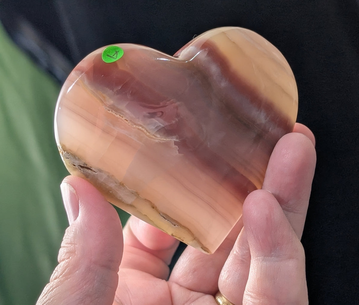 Pink Banded Onyx Freestanding Heart