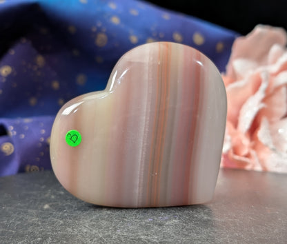 Pink Banded Onyx Freestanding Heart