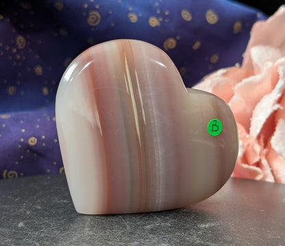 Pink Banded Onyx Freestanding Heart