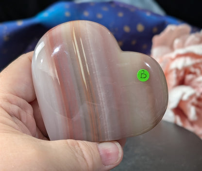 Pink Banded Onyx Freestanding Heart