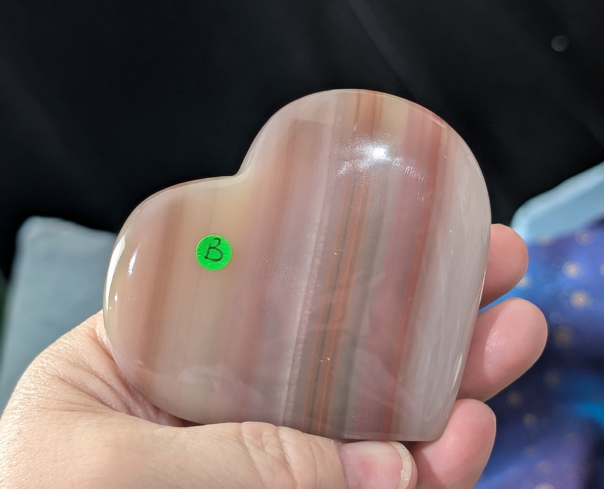 Pink Banded Onyx Freestanding Heart