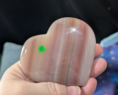 Pink Banded Onyx Freestanding Heart