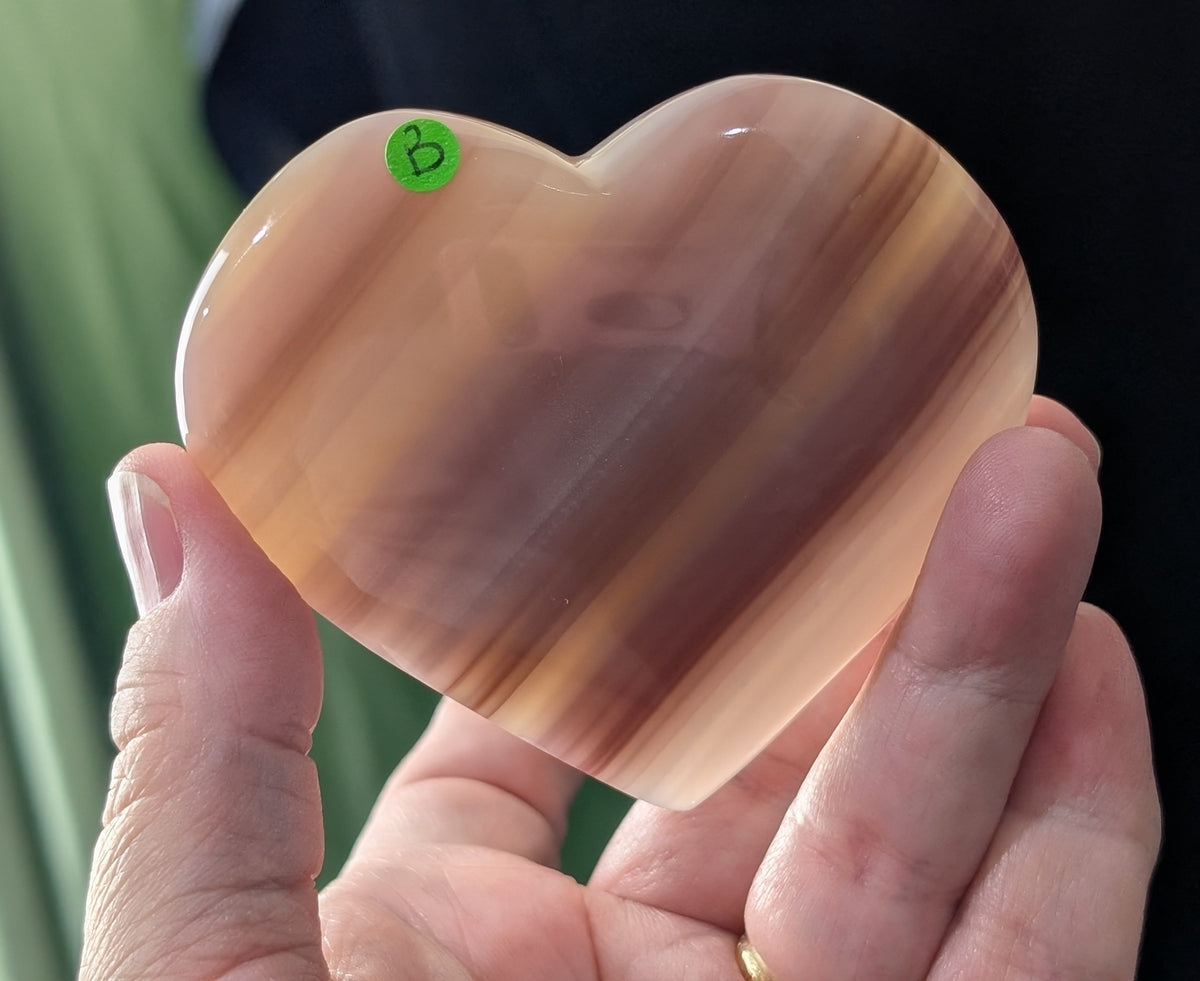 Pink Banded Onyx Freestanding Heart