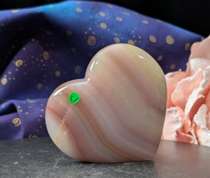 Pink Banded Onyx Freestanding Heart
