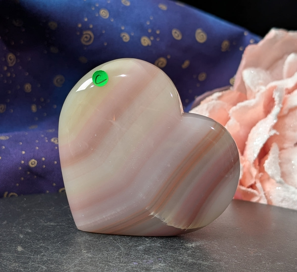Pink Banded Onyx Freestanding Heart