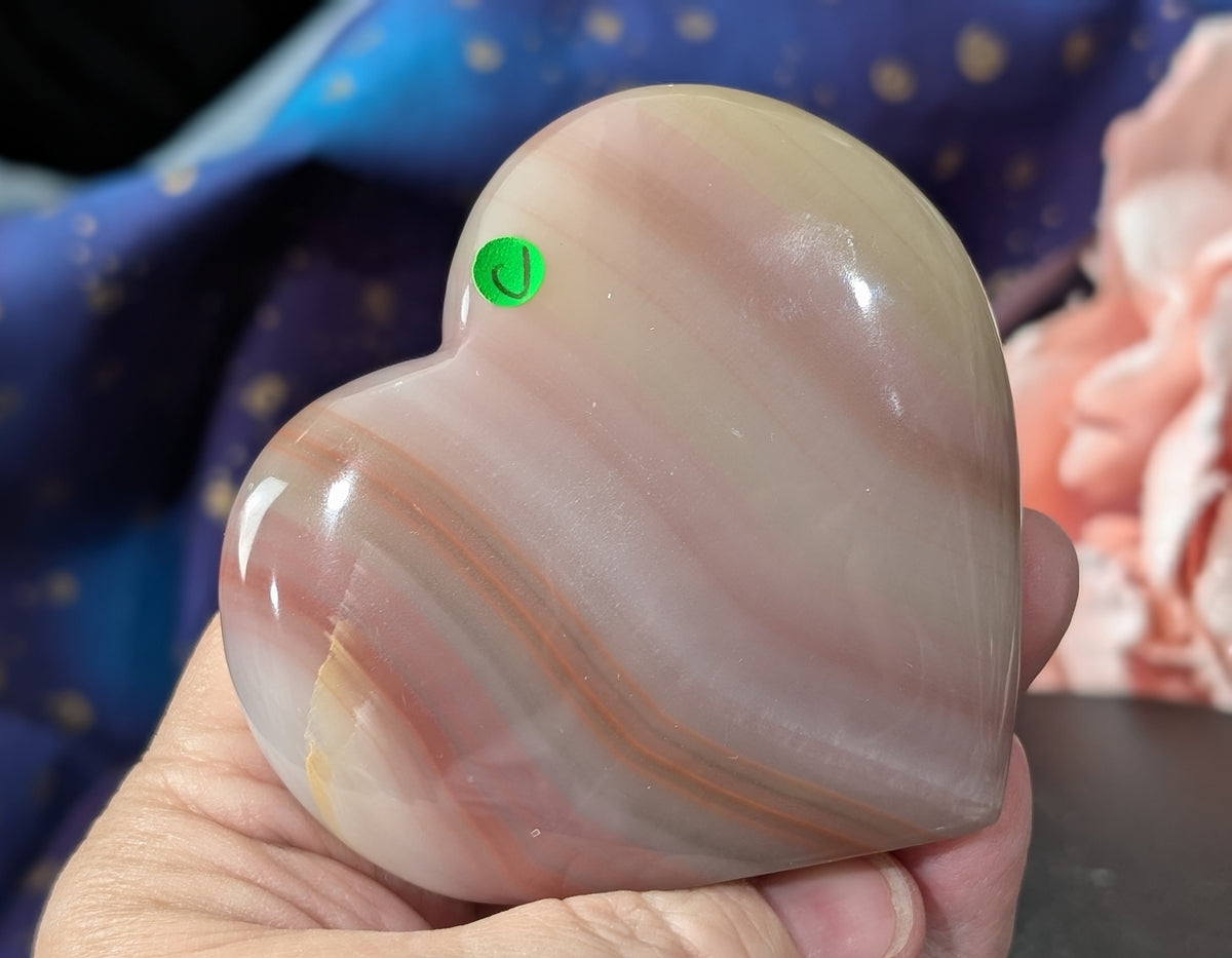 Pink Banded Onyx Freestanding Heart