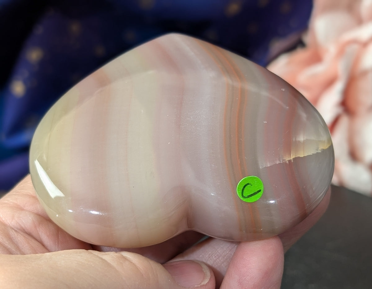 Pink Banded Onyx Freestanding Heart