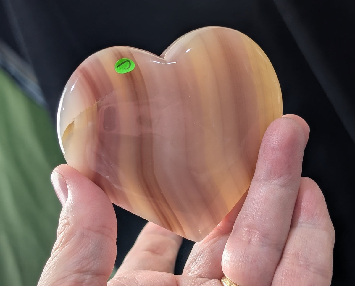 Pink Banded Onyx Freestanding Heart