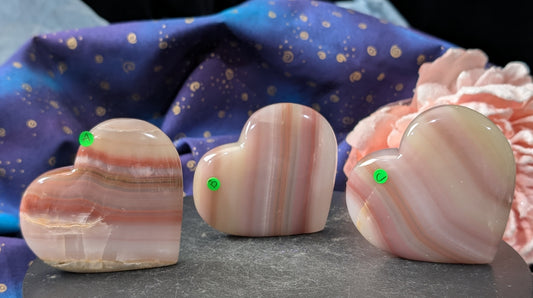 Pink Banded Onyx Freestanding Hearts