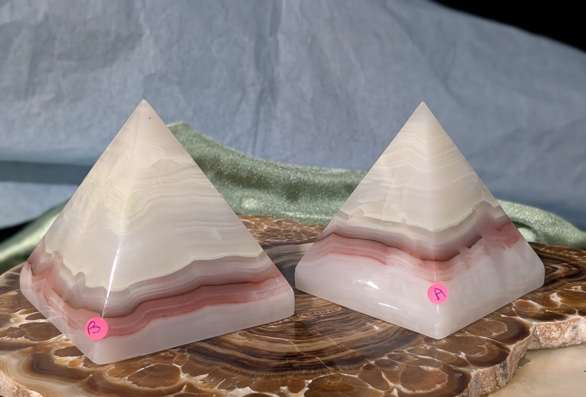 Pink Banded Onyx Pyramids