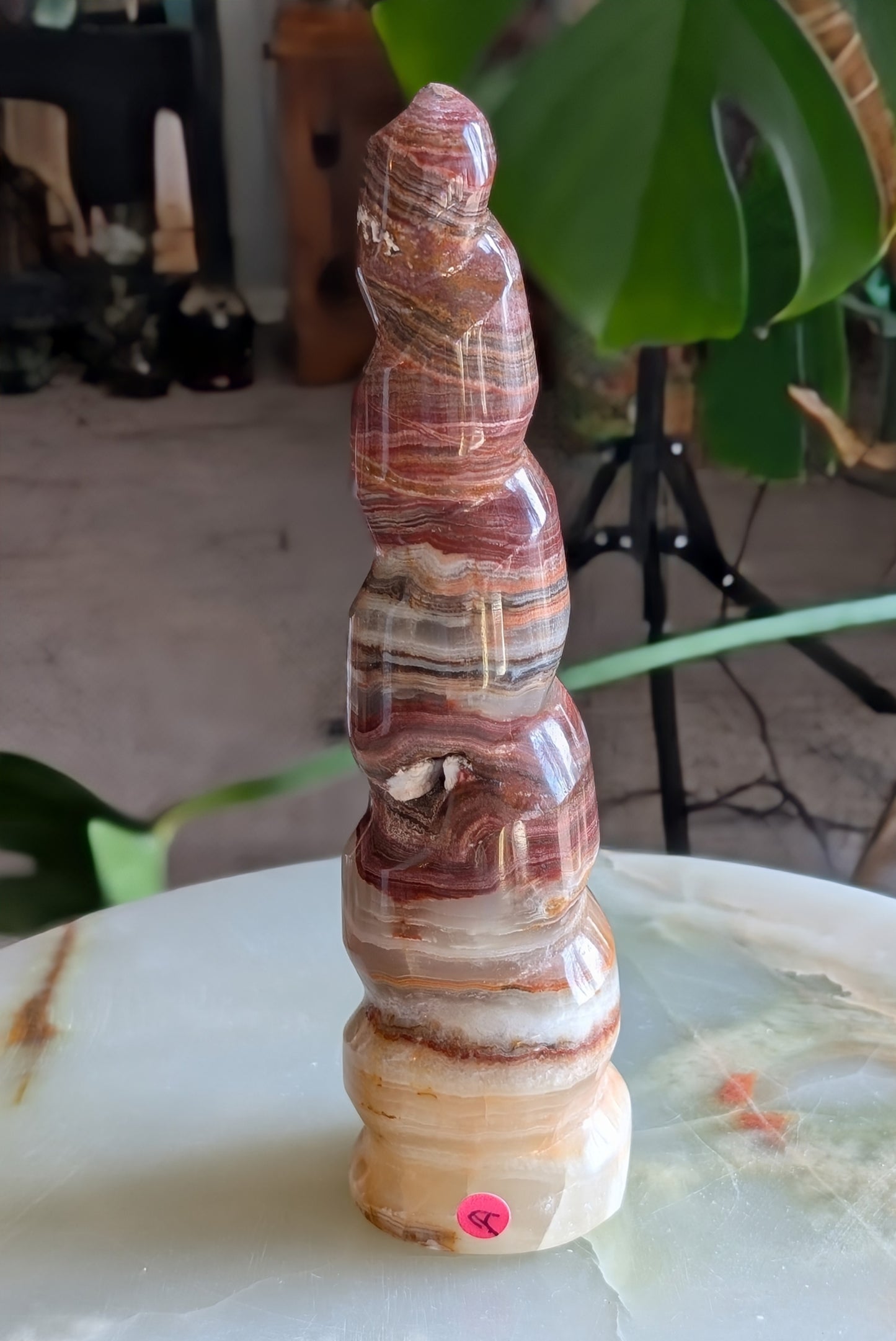 Pink Banded Onyx Unicorn Horn 1A1