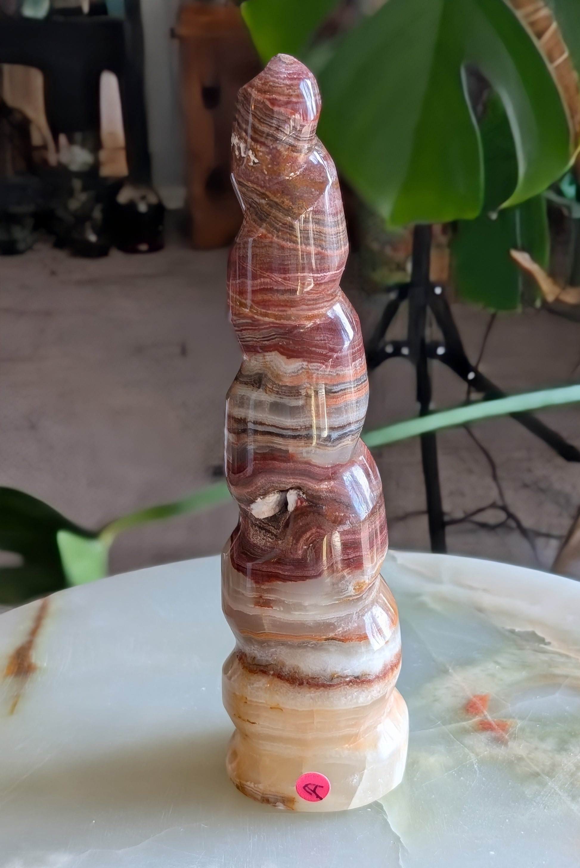Pink Banded Onyx Unicorn Horn 1A1