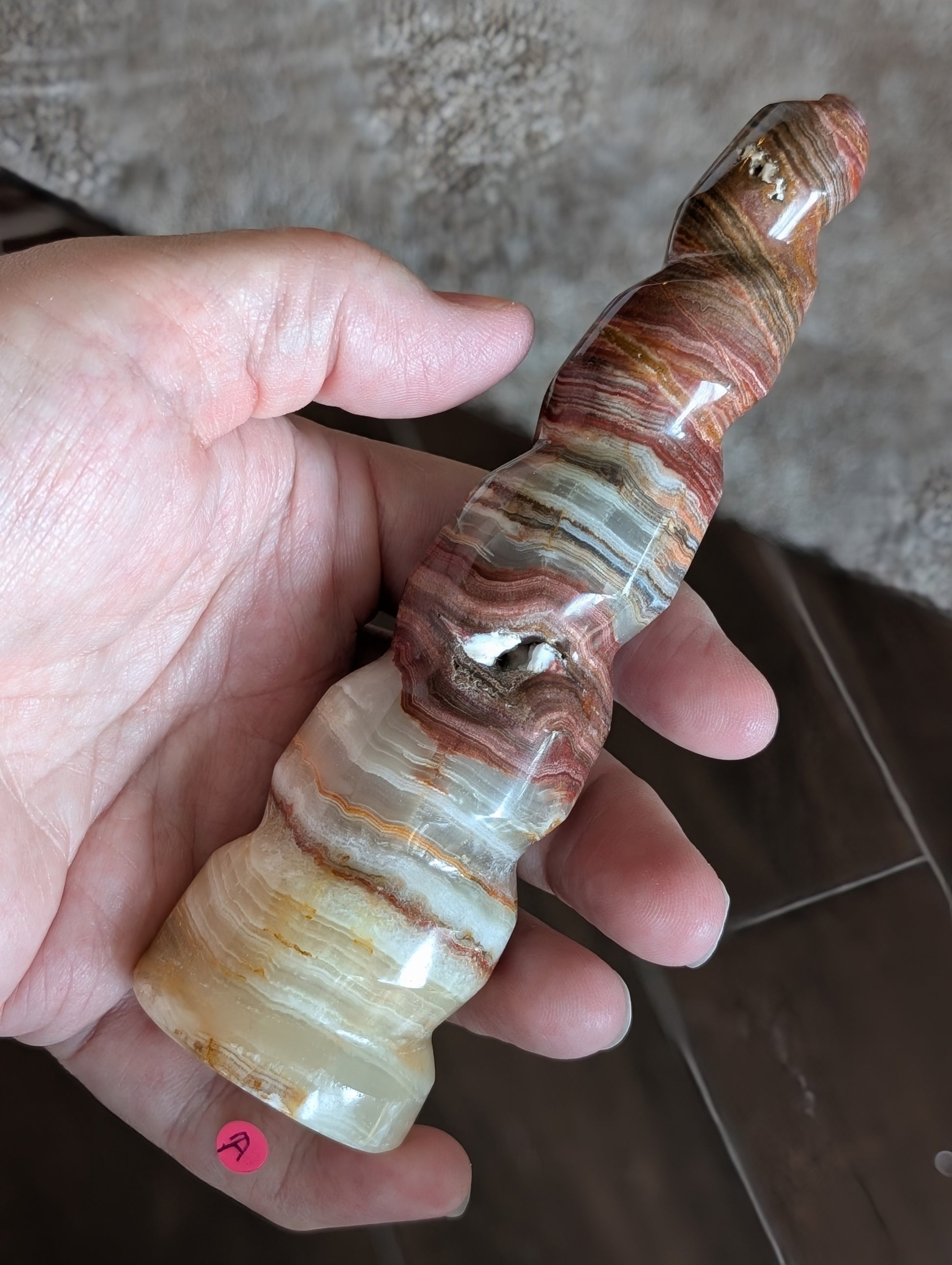 Pink Banded Onyx Unicorn Horn 1A2
