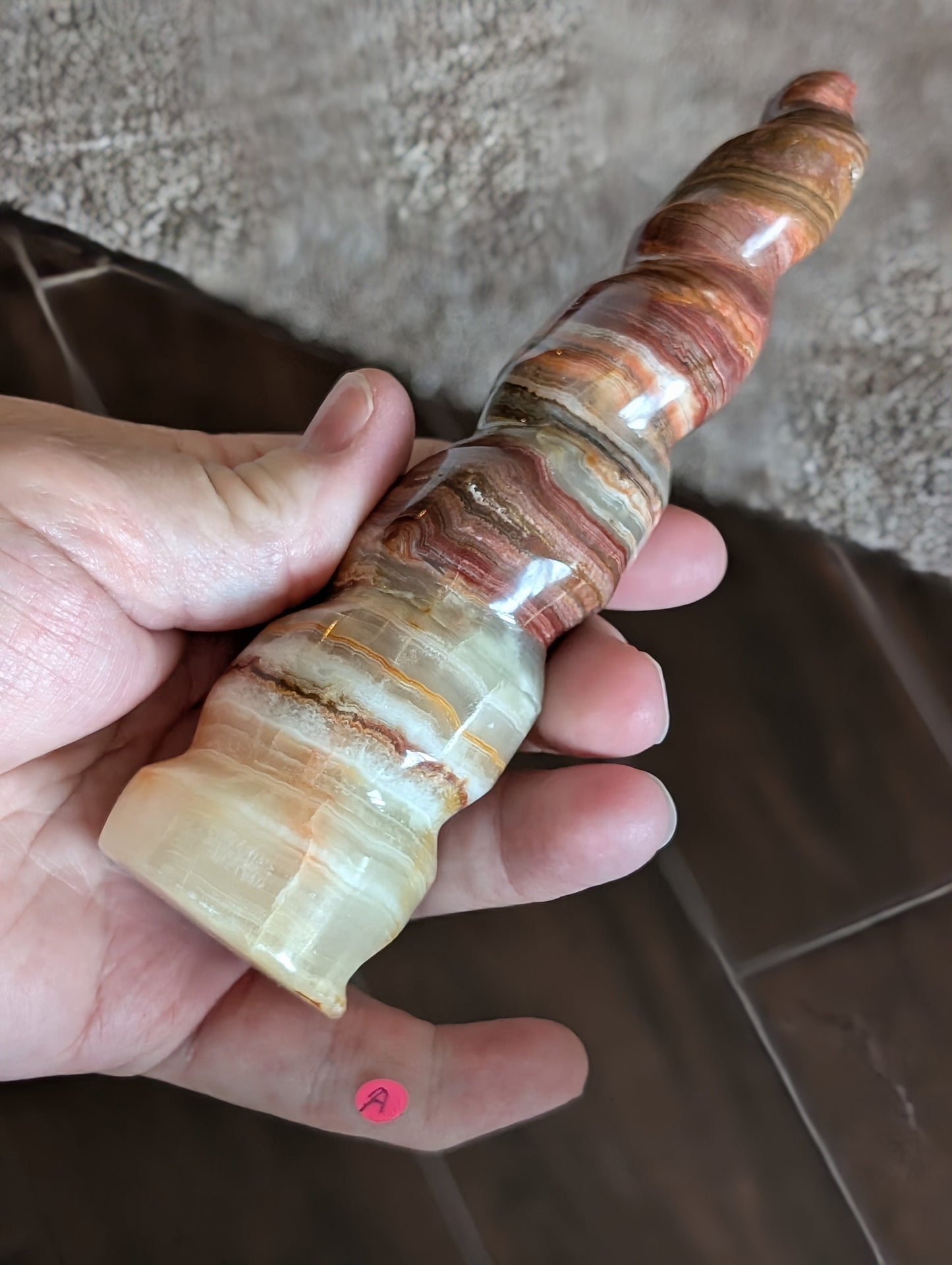 Pink Banded Onyx Unicorn Horn 1A3