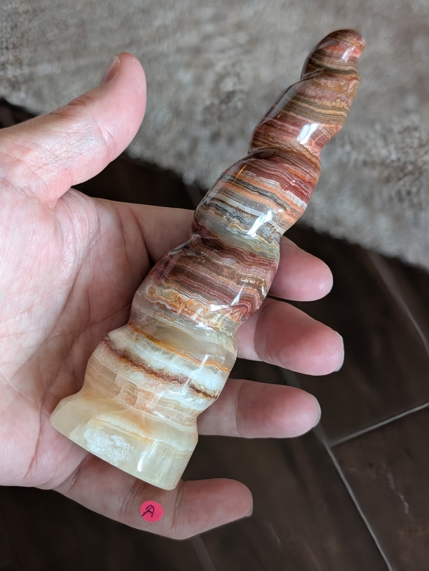 Pink Banded Onyx Unicorn Horn 1A4