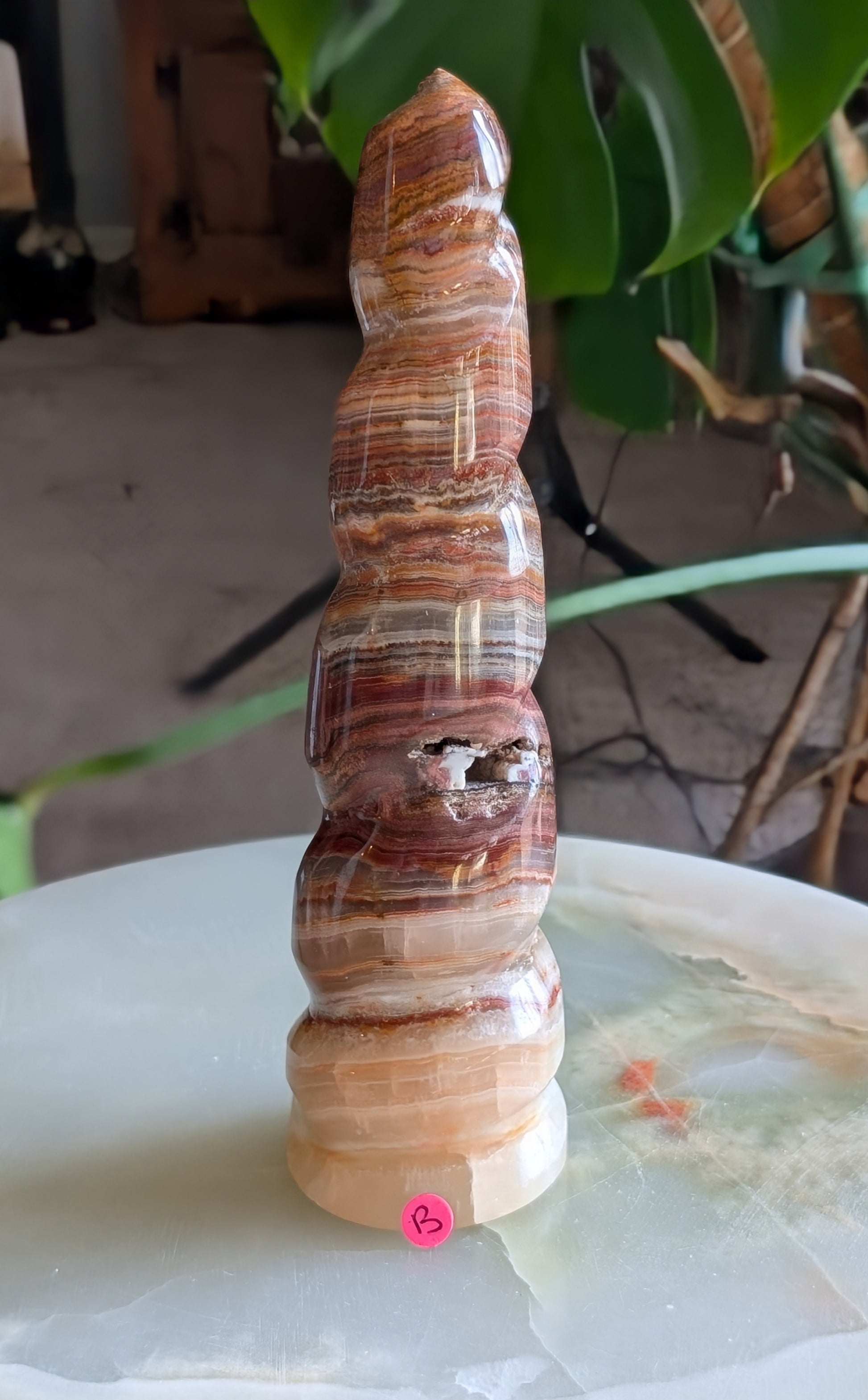 Pink Banded Onyx Unicorn Horn 1B1