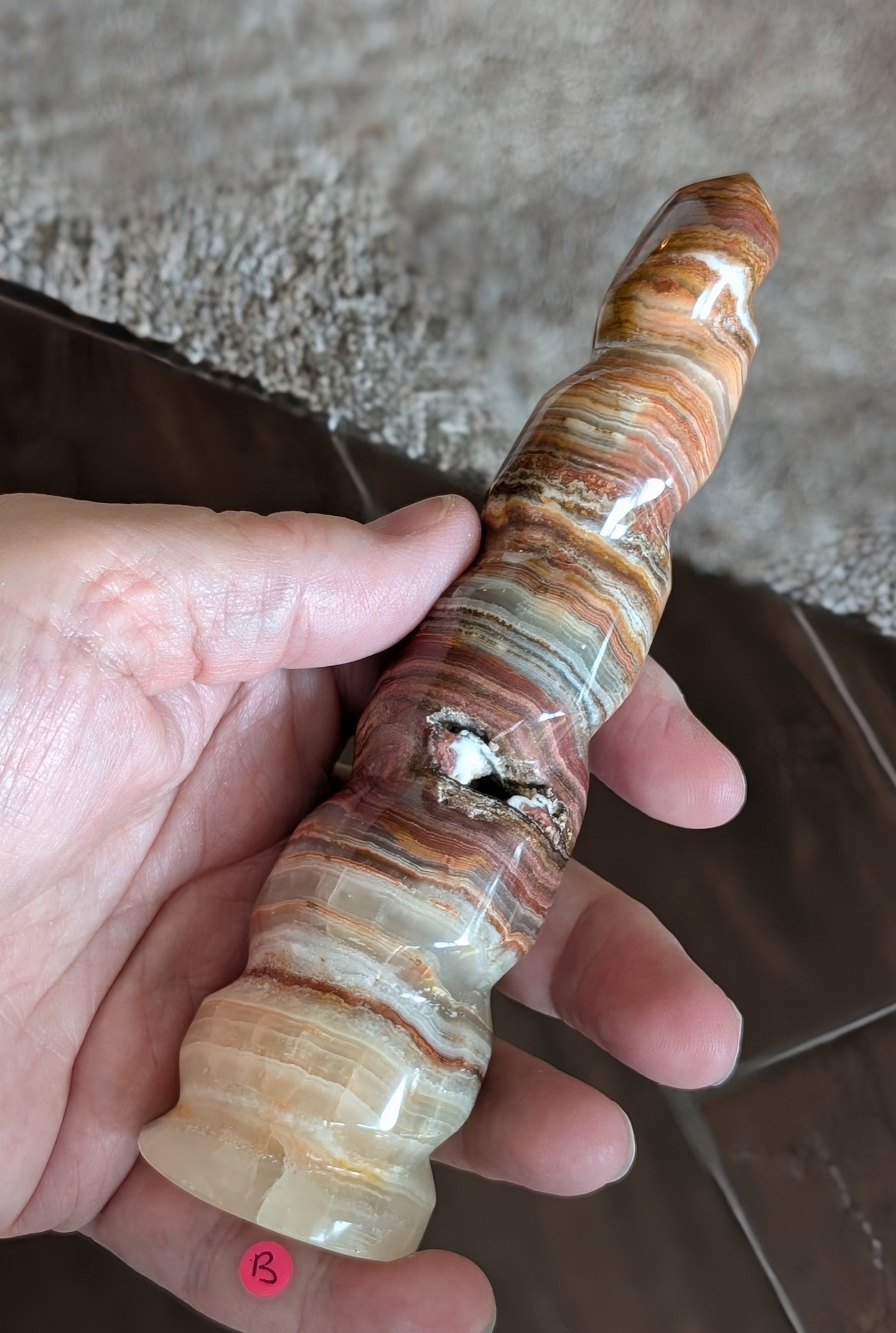 Pink Banded Onyx Unicorn Horn 1B2