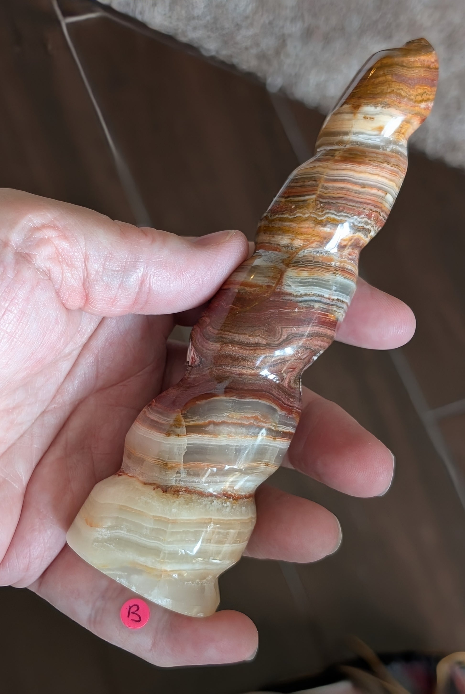 Pink Banded Onyx Unicorn Horn 1B3