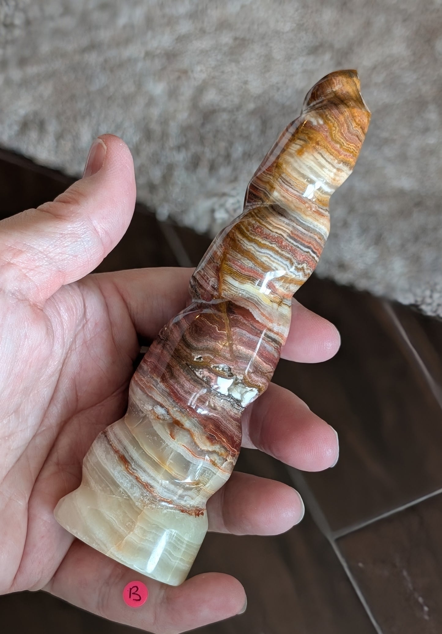 Pink Banded Onyx Unicorn Horn 1B4