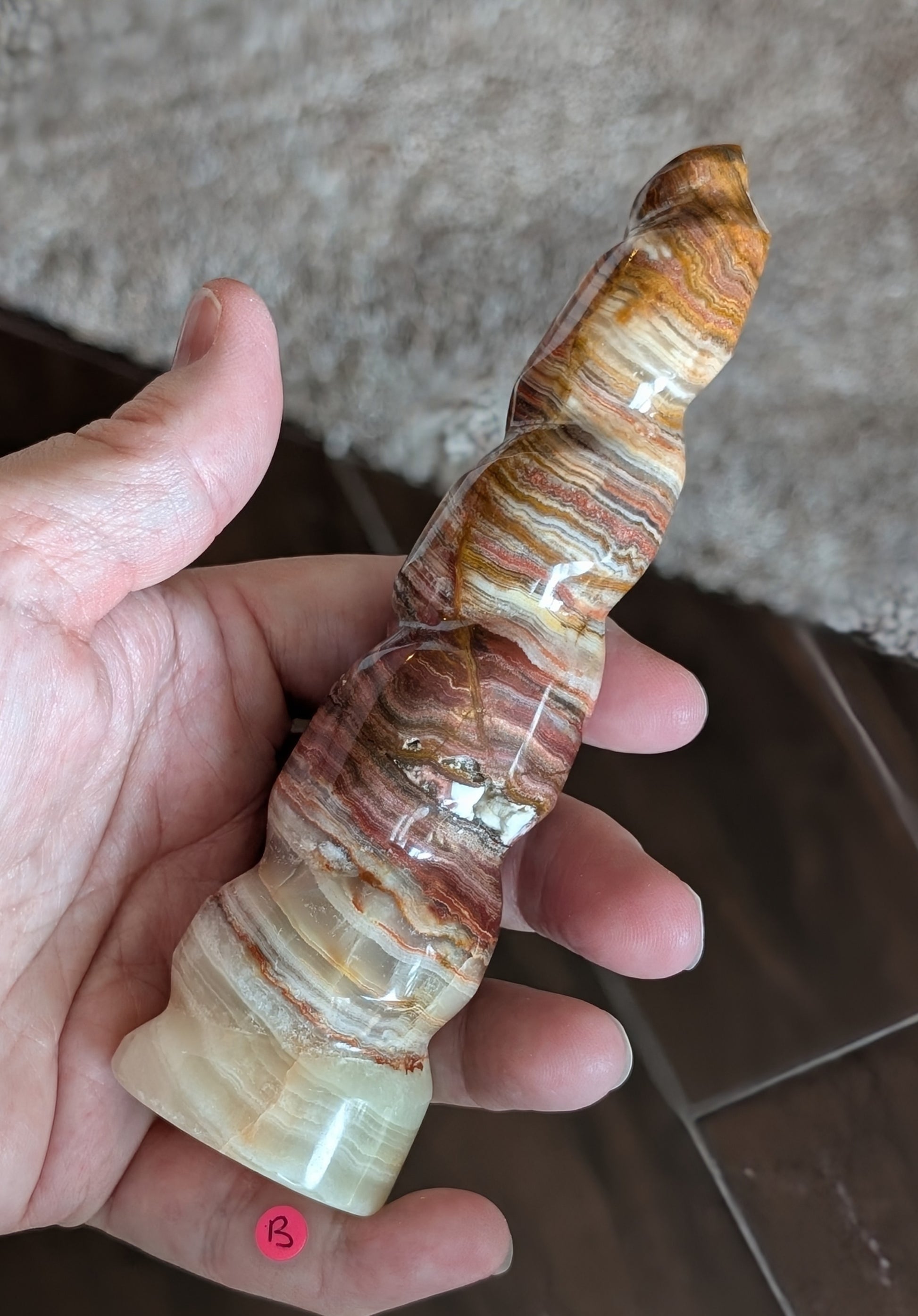 Pink Banded Onyx Unicorn Horn 1B4