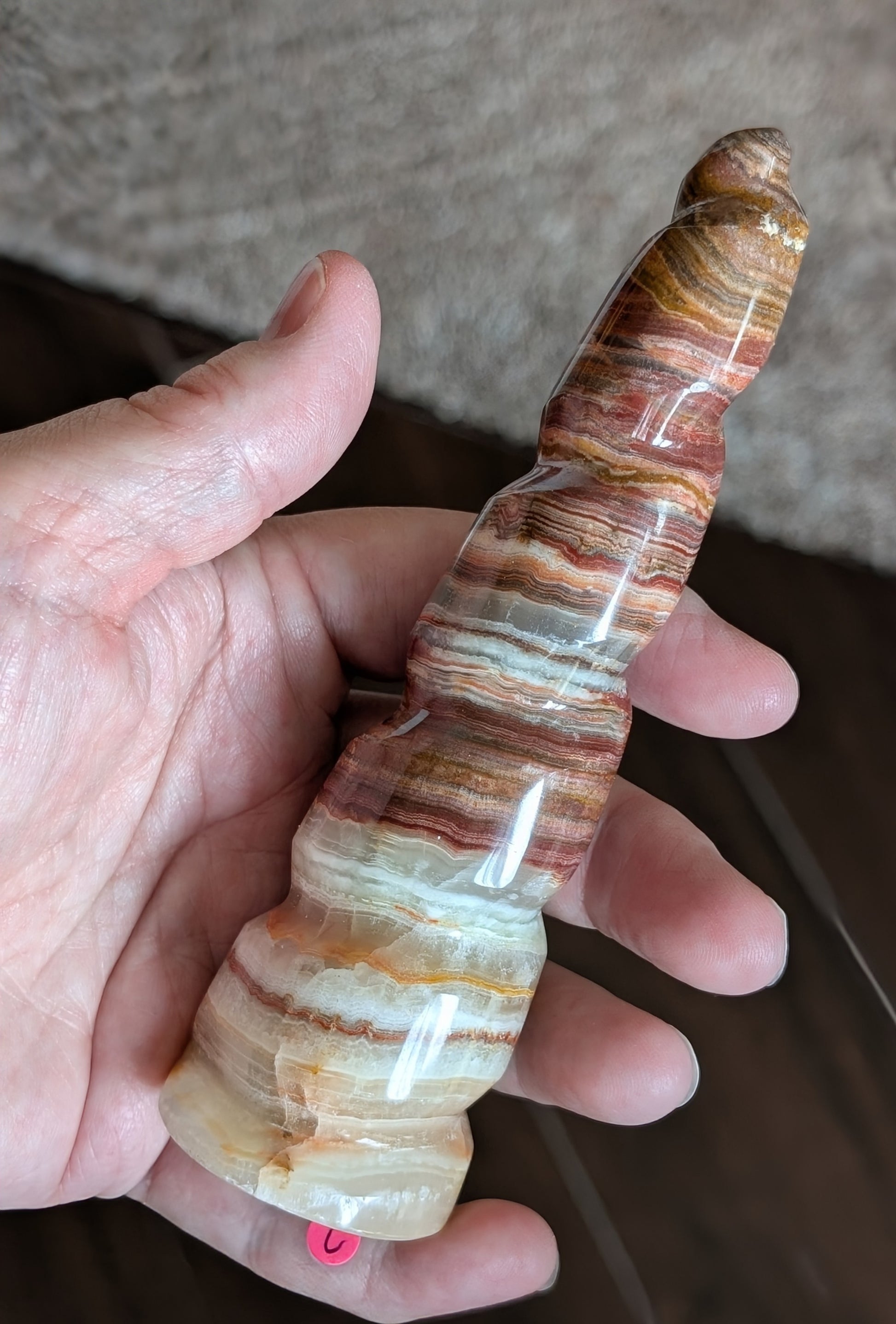 Pink Banded Onyx Unicorn Horn 1C3