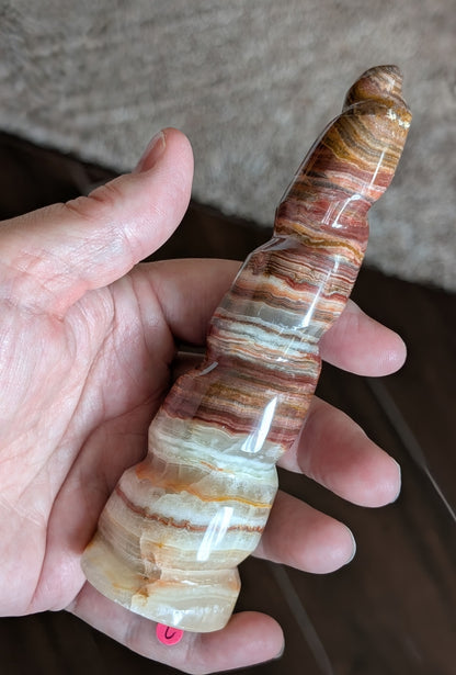 Pink Banded Onyx Unicorn Horn 1C3
