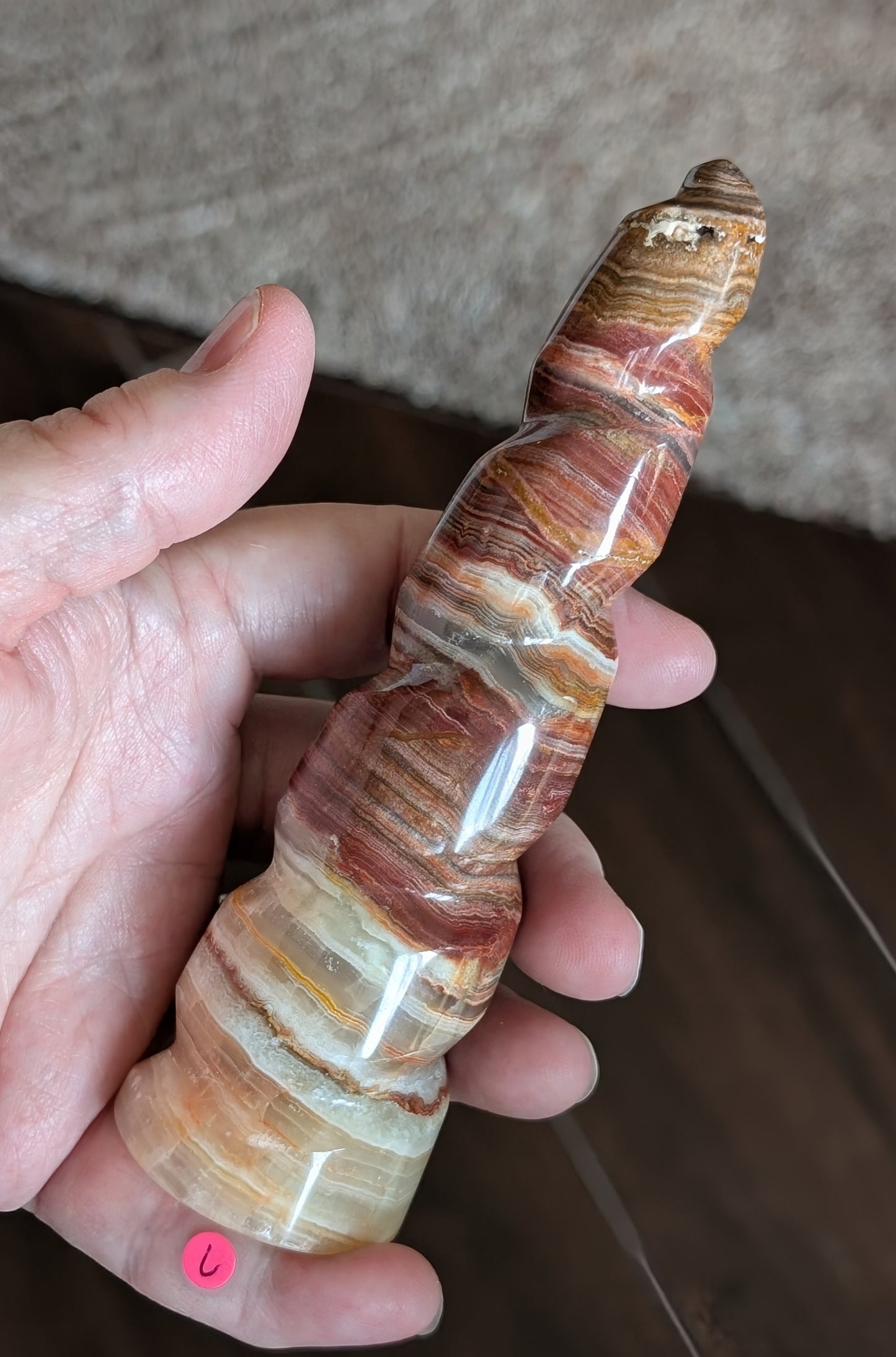 Pink Banded Onyx Unicorn Horn 1C4