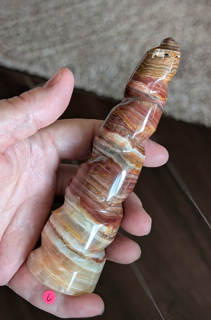Pink Banded Onyx Unicorn Horn 1C4