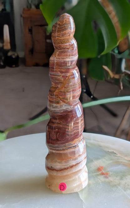 Pink Banded Onyx Unicorn Horn 1D1