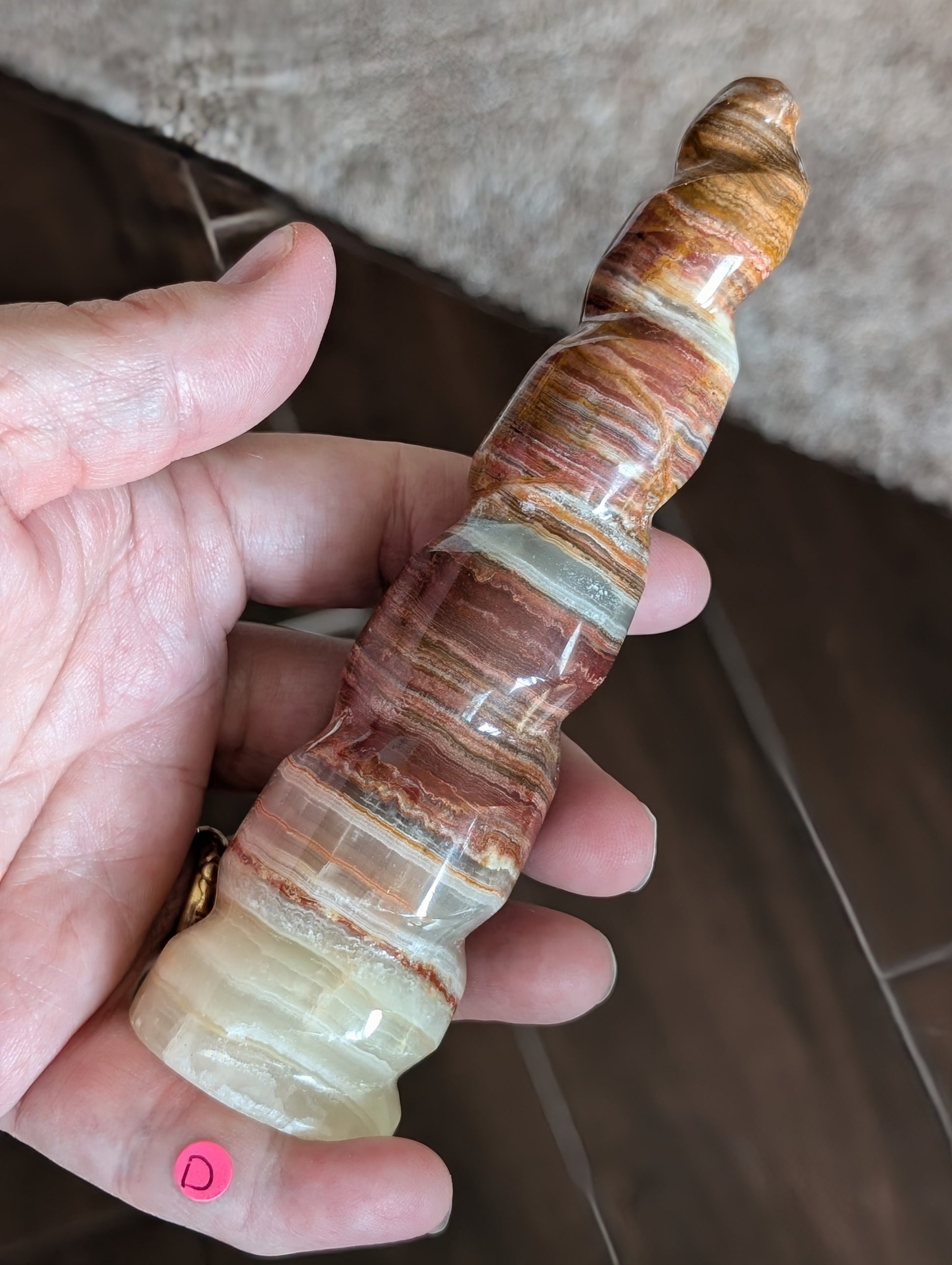 Pink Banded Onyx Unicorn Horn 1D3