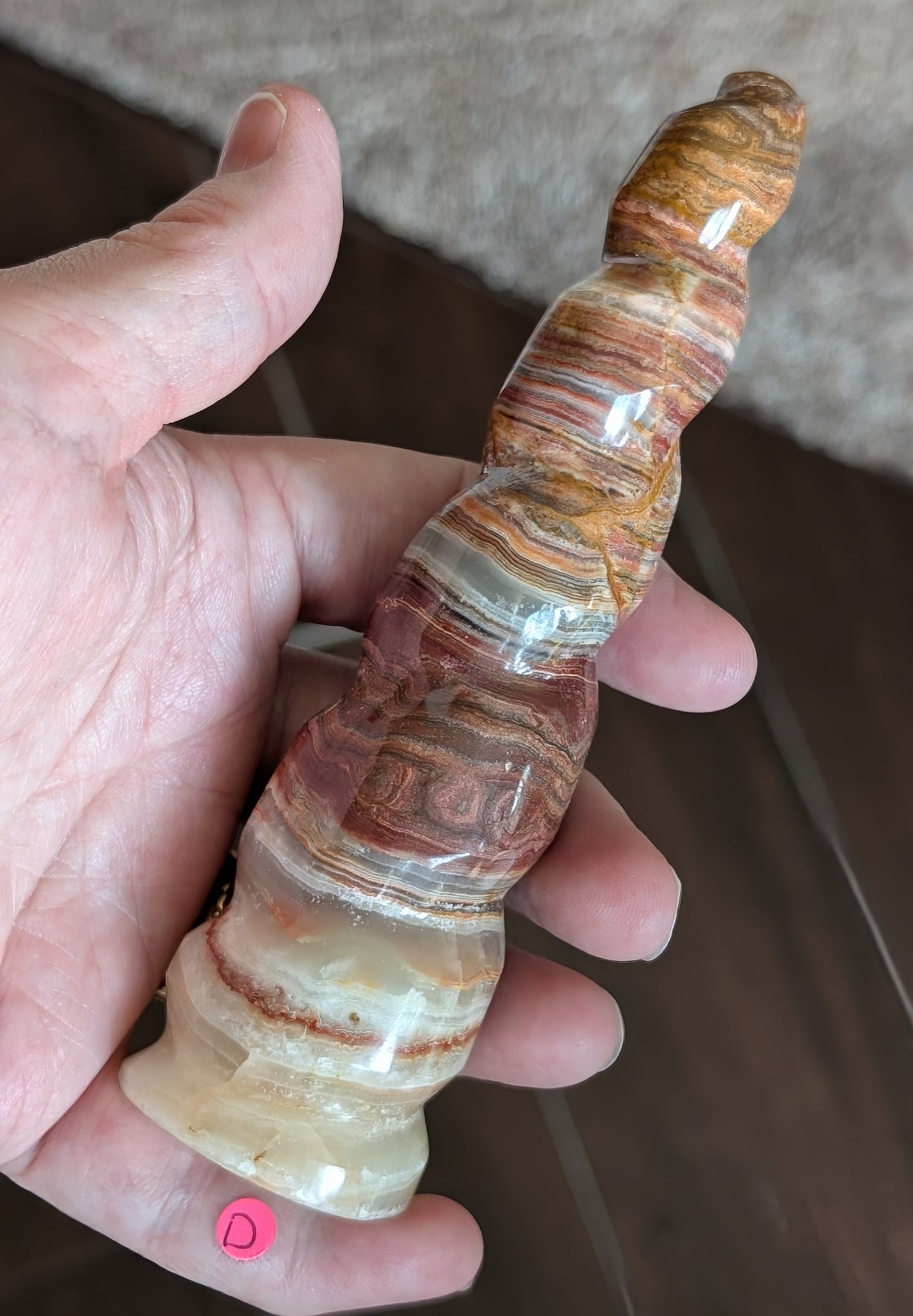 Pink Banded Onyx Unicorn Horn 1D4