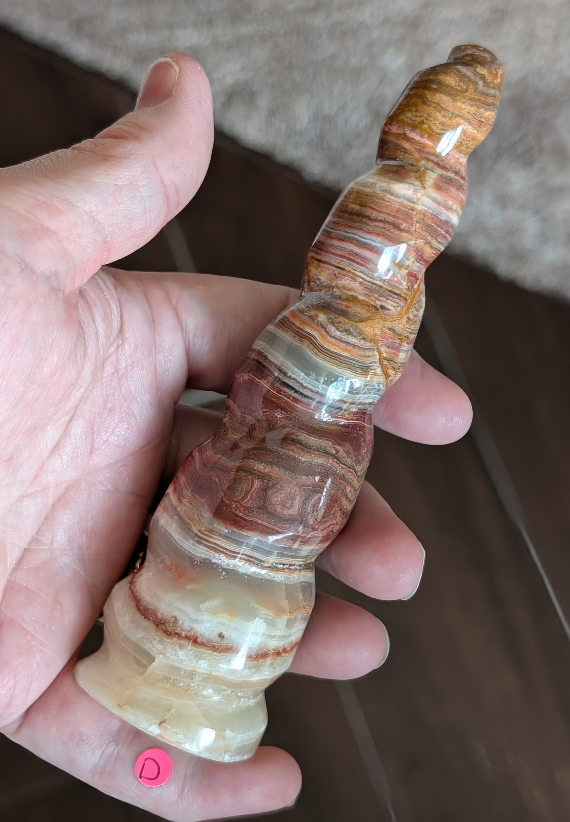 Pink Banded Onyx Unicorn Horn 1D4