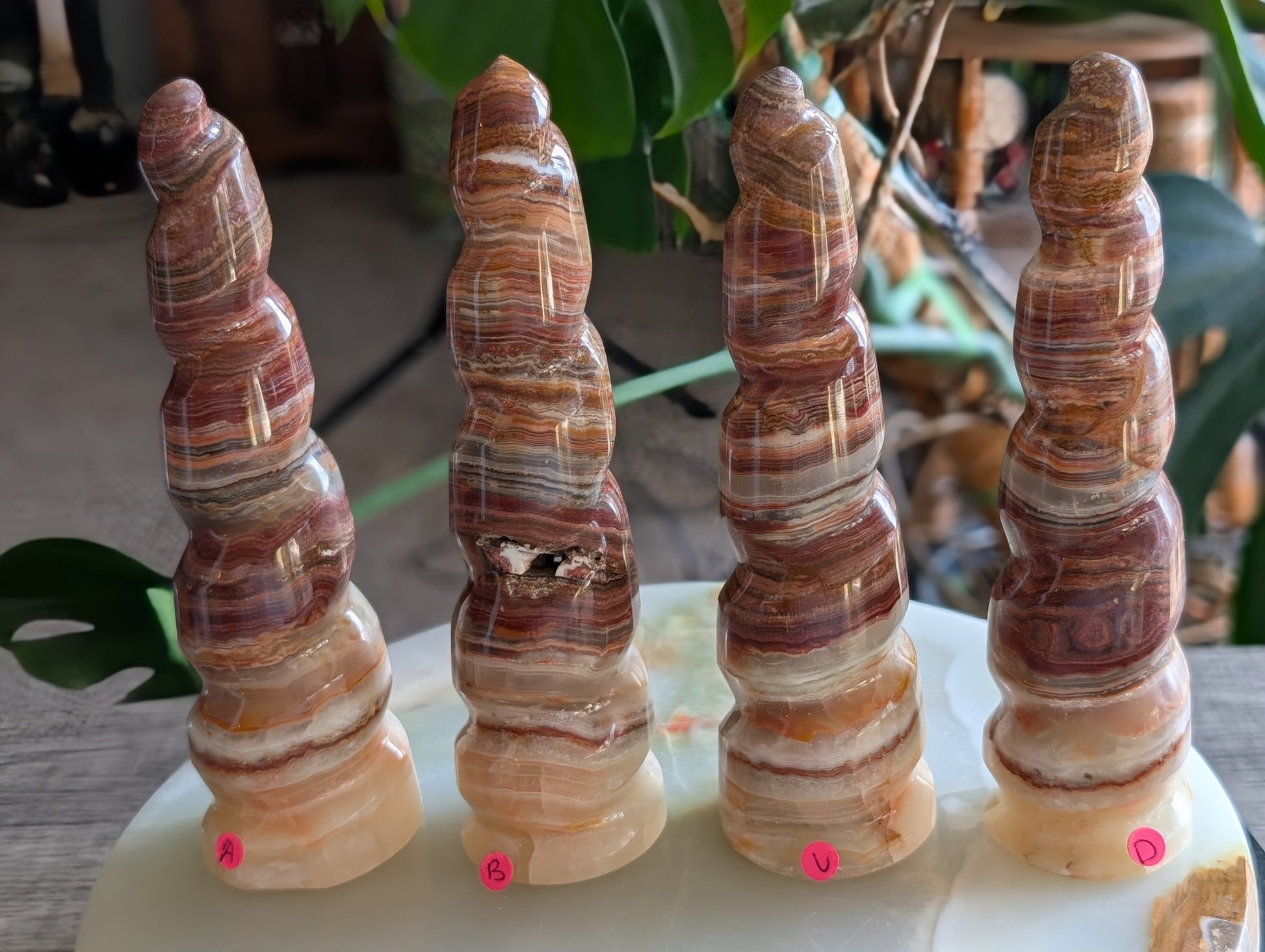 Pink Banded Onyx Unicorn Horns