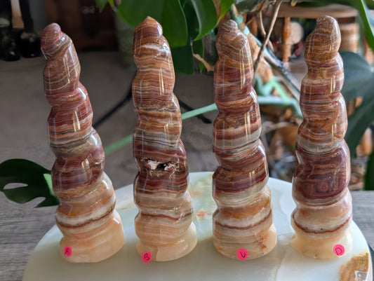 Pink Banded Onyx Unicorn Horns