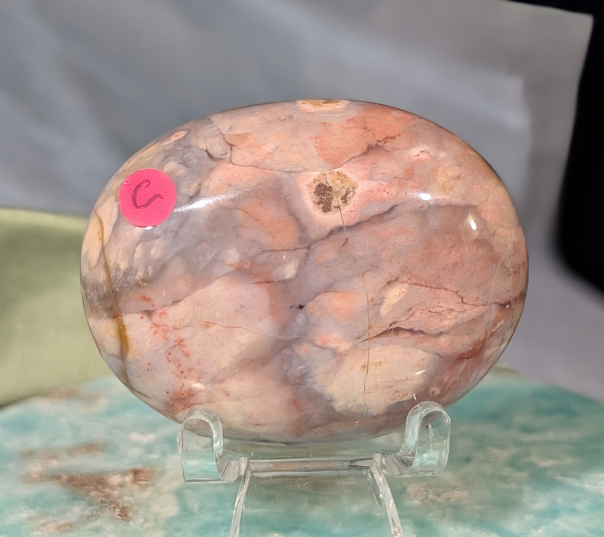 Pink Chalcedony Palm Stone