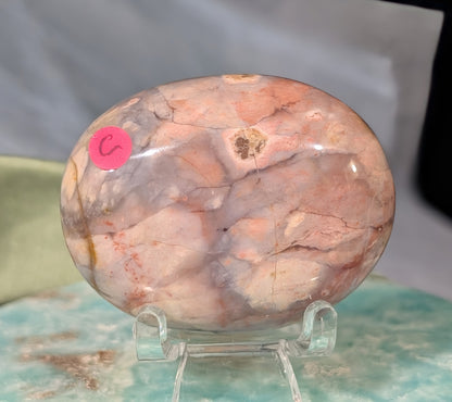 Pink Chalcedony Palm Stone