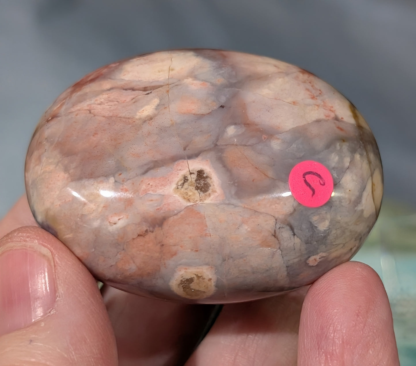 Pink Chalcedony Palm Stone