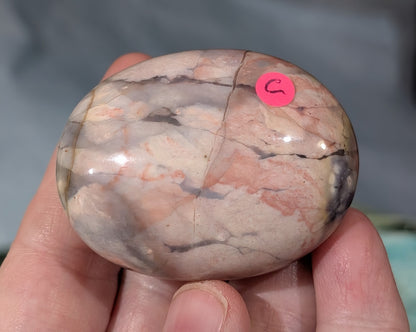 Pink Chalcedony Palm Stone