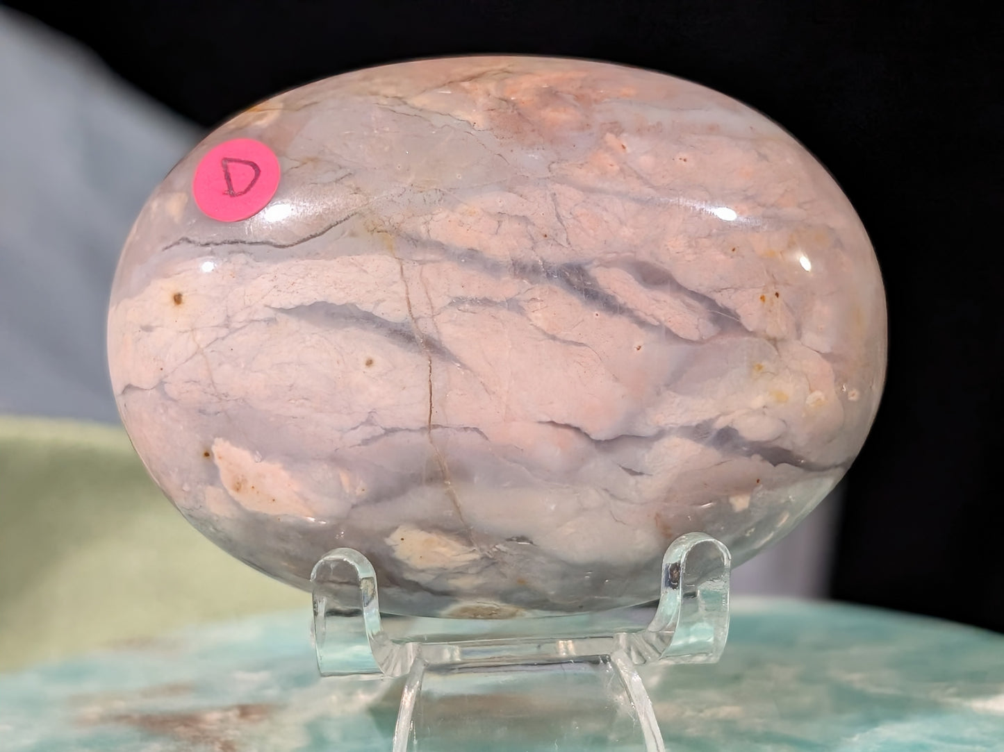 Pink Chalcedony Palm Stone