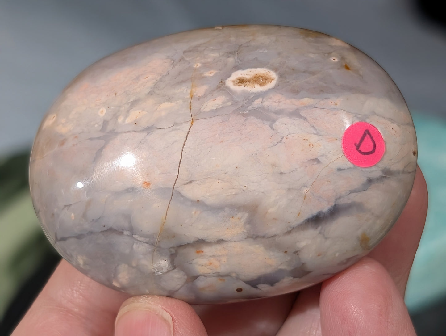 Pink Chalcedony Palm Stone